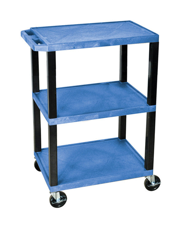 H Wilson Wt34bus H. Wilson Blue 3 Shelf Specialty Utility Cart