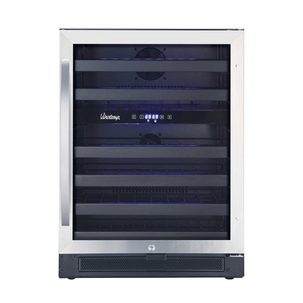Vinotemp Vt-46-2z-sbb 46-bottle Dual-zone Wine Cooler (black And Stainless)