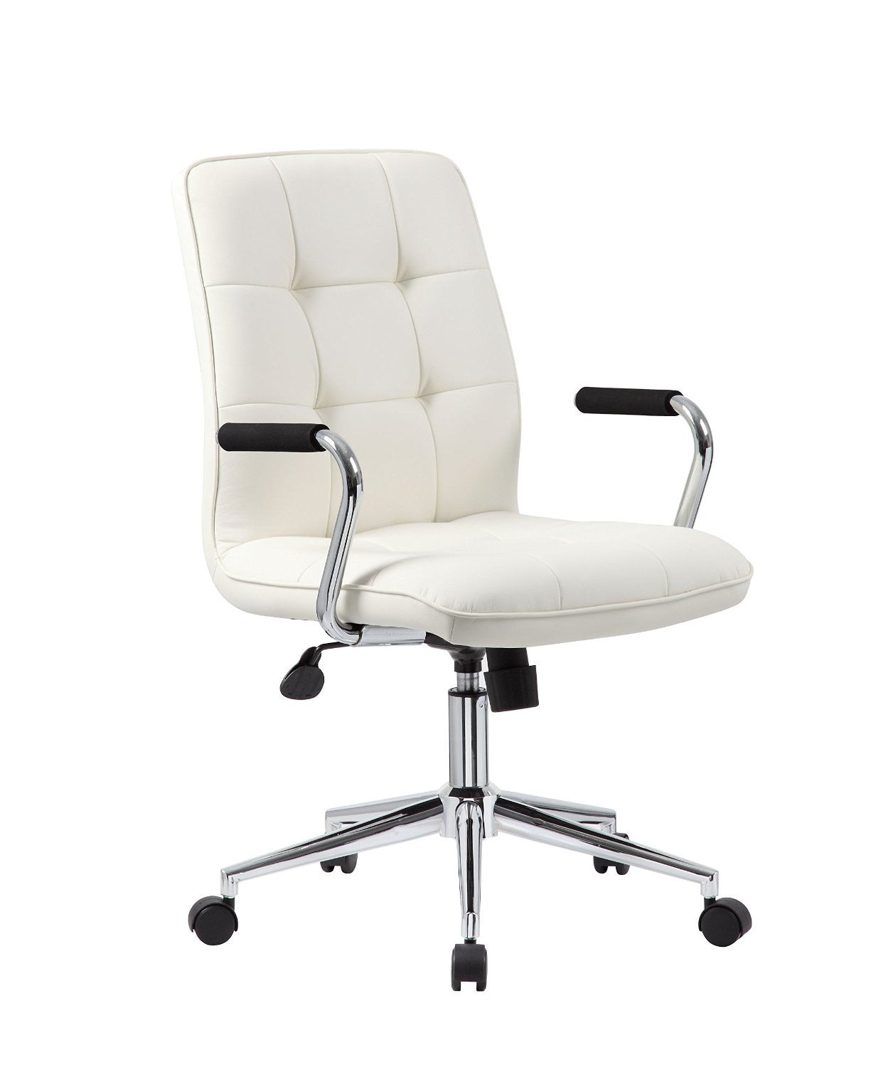 Boss Office Products B331-wt Modern Office Chair W/chrome Arms- White