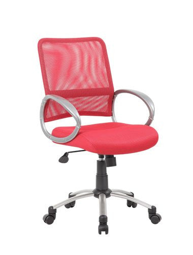 Boss Office Products B6416-rd Boss Mesh Back W/ Pewter Finish Task Chair