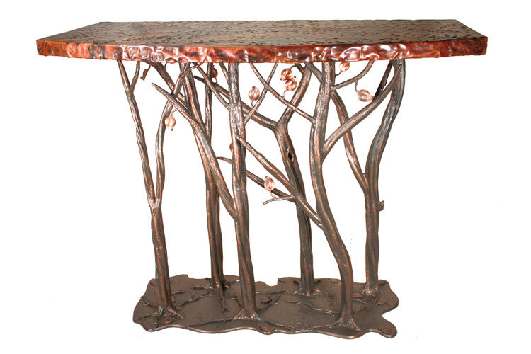 Stone County Ironworks 952-089-cop Enchanted Forest Console Table (hand Rubbed Copper W/ Copper Accent)