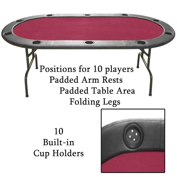 10-xx-ht1rd Imperfect Texas Holdem Burgundy Felt Poker Table 83 X 44