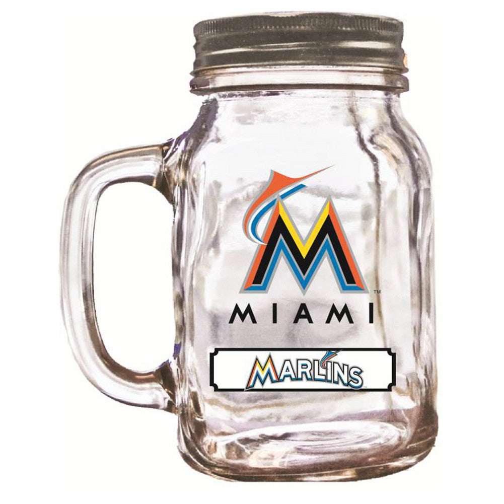 Duckhouse 16 Ounce Mason Jar - Miami Marlins