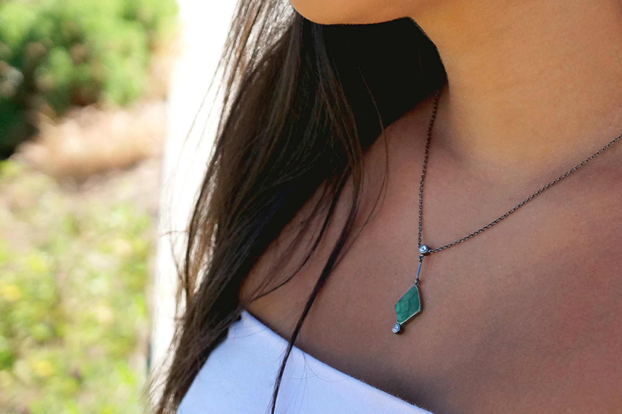 Lyja - Emerald Gunmetal Only Necklace