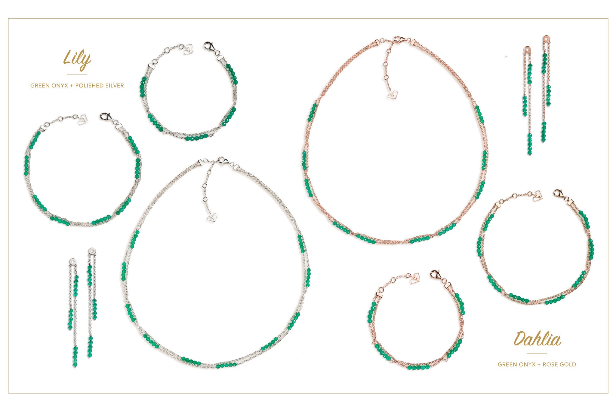 Lily - Green Onyx Silver Anklet