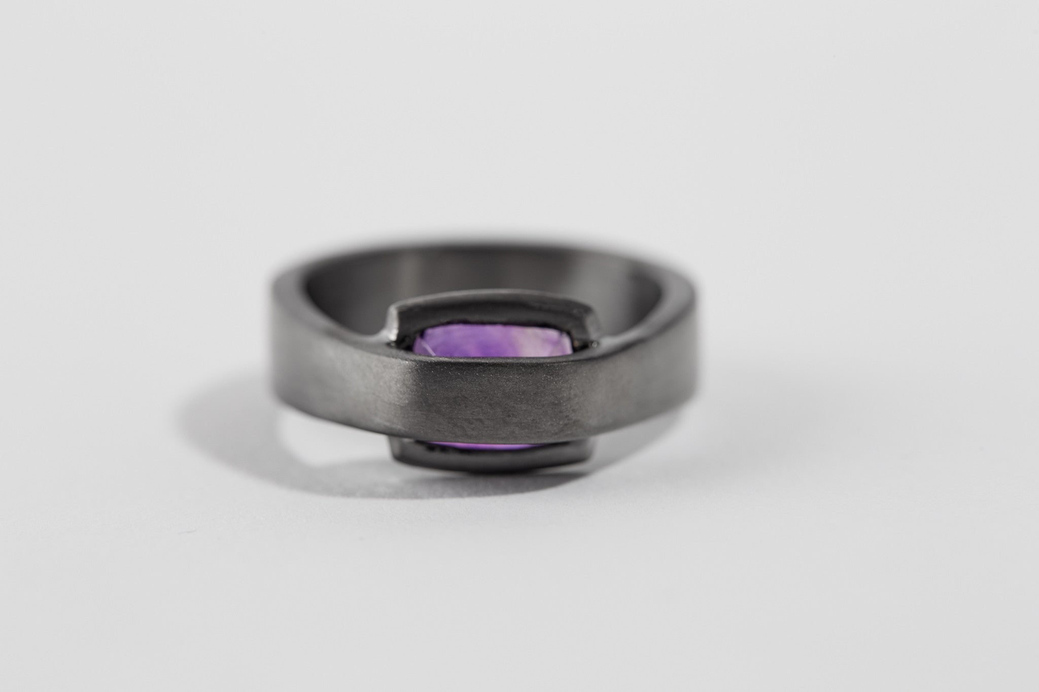 Royalty - 9x7 Amethyst Satin Gunmetal Ring