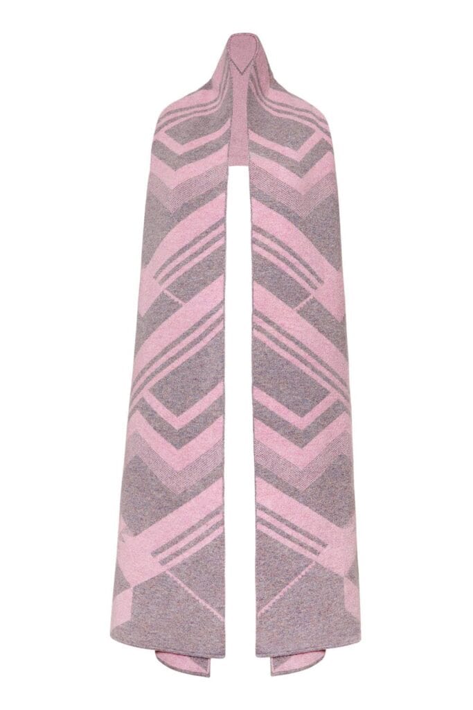 Geometric Oversized Lambswool Scarf Pink Genevieve Sweeney