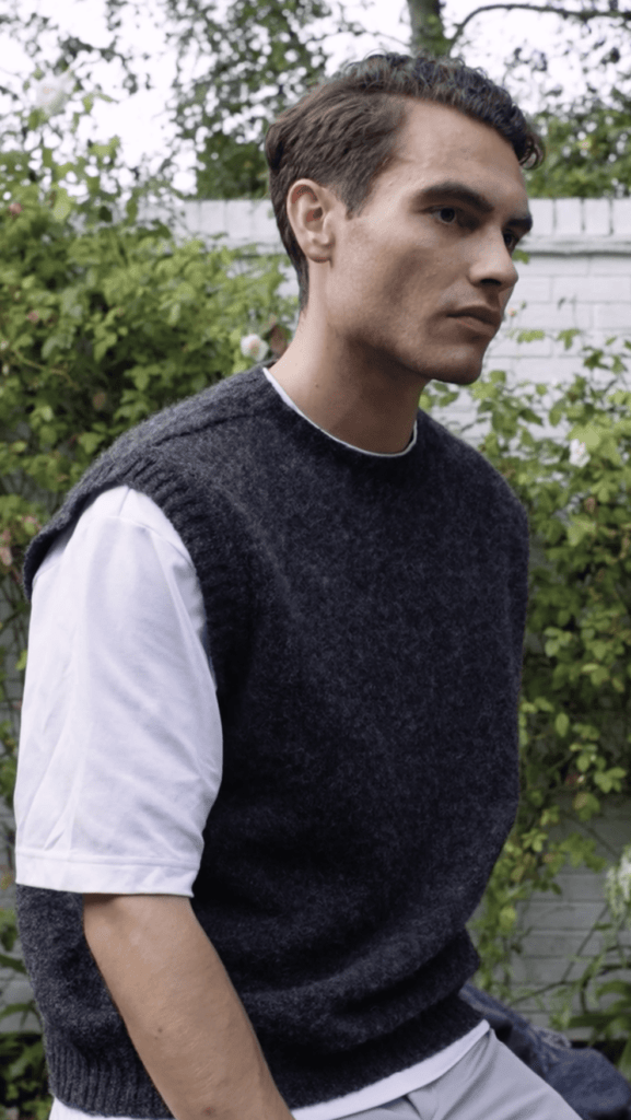 Mens Knitted Vest Charcoal