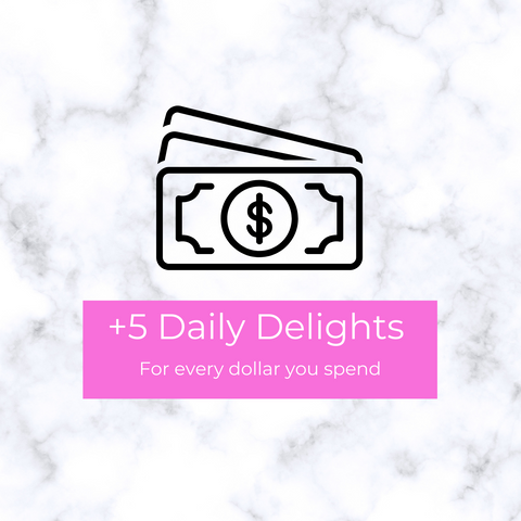 Daily Delights Rewards Program showing 5 points earned per dollar spent