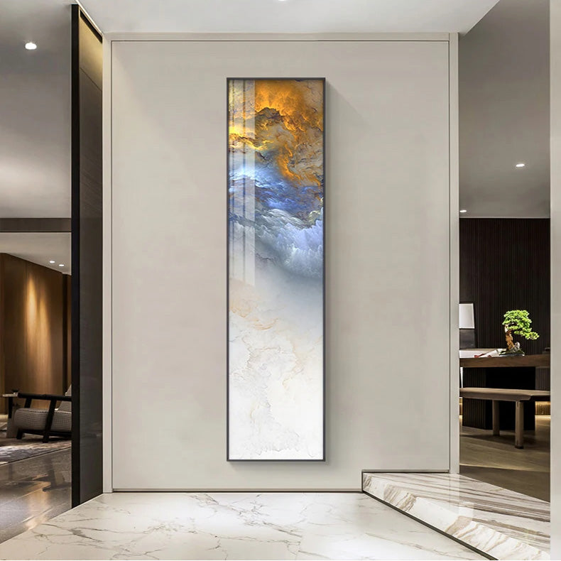 Alien Clouds Abstract Wall Art Fine Art Canvas Prints - Colorful Vertical Format Artworks For Living Room Foyer Entranceway Art For Contemporary Home Office Interiors