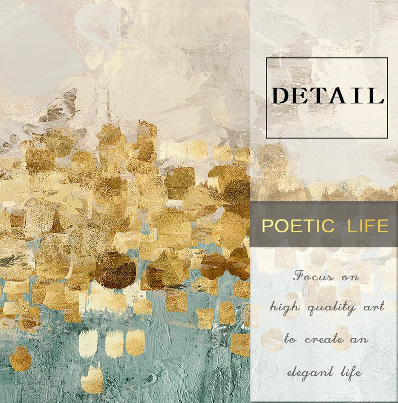 Auspicious Golden Coins Abstract Wall Art Fine Art Canvas Prints - Modern Art For Living Room Dining Room Bedroom Art For Contemporary Apartment Home Decor