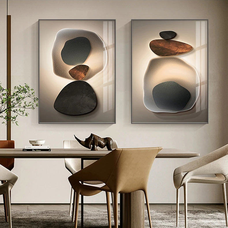 Black Zen Stones Abstract  Modern Aesthetics Wall Art Fine Art Canvas Prints - Modern Art For Living Room Dining Room Art For Contemporary Home Office Interiors