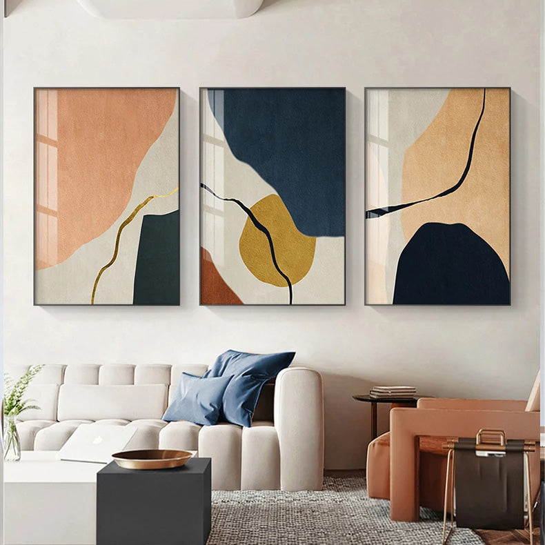 Modern Abstract Nordic Color Block Wall Art Fine Art Canvas Prints - Neutral Color Pictures For Living Room Dining Room Art For Contemporary Interiors