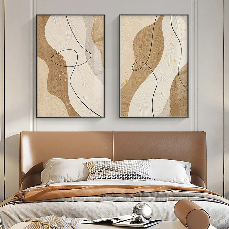 Modern Abstract Nordic Wall Art Fine Art Canvas Prints - Neutral Color Palette Pictures For Living Room Dining Room Art For Contemporary Home and Office Interiors
