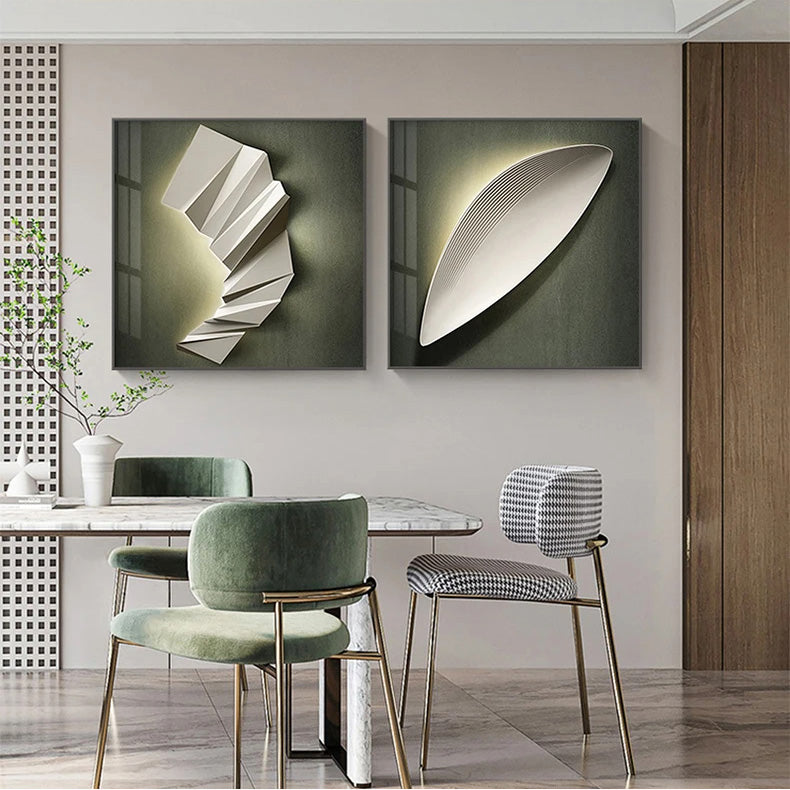 Modern Aesthetics Geometric Abstract Wall Art Fine Art Canvas Prints - Square Format Contemporary Art For Modern Office Meeting Room Dining Room Art Decor