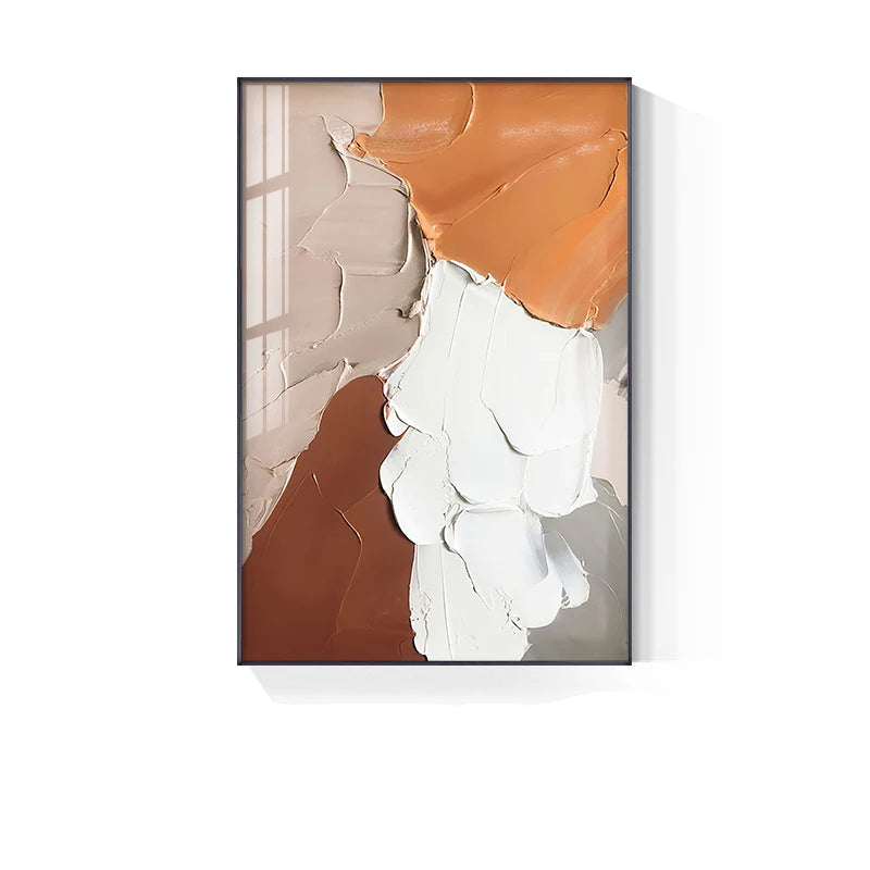 Modern Abstract Thick Brush Shades Of Beige Terracotta Pink Wall Art Fine Art Canvas Prints - Salon Art For Living Room Bedroom Modern Art For Contemporary Interior Design