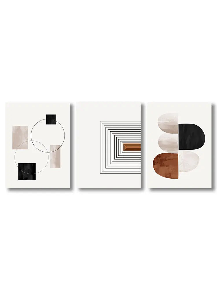 Set of 3 Pcs Modern Zen Abstract Minimalist Wall Art Fine Art Canvas Prints - Neutral Tone Artwork Pictures For Contemporary Apartment Living Room Home Office Art Decor