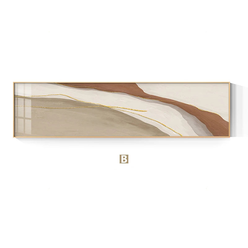 Modern Nordic Geomorphic Abstract Wall Art Fine Art Canvas Prints - Neutral Colors Beige Grey Wide Format Art For Above The Bed Art For Above The Sofa