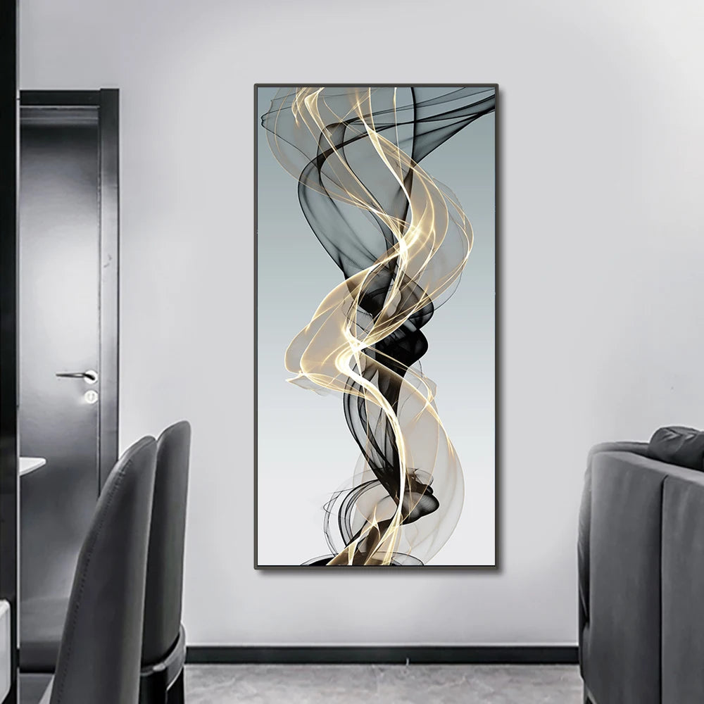 Abstract Flowing Vibes Minimalist Wall Art Fine Art Canvas Prints - Vertical Format Artworks For Modern Home Office Foyer Reception Room Art For Home Office Interiors