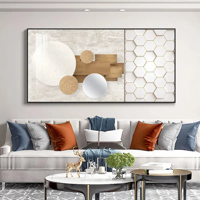 Abstract Celestial Geometry Wall Art Fine Art Canvas Prints - Modern Aesthetics Canvas Artworks For Living Room Dining Room Art For Modern Apartment Living Room