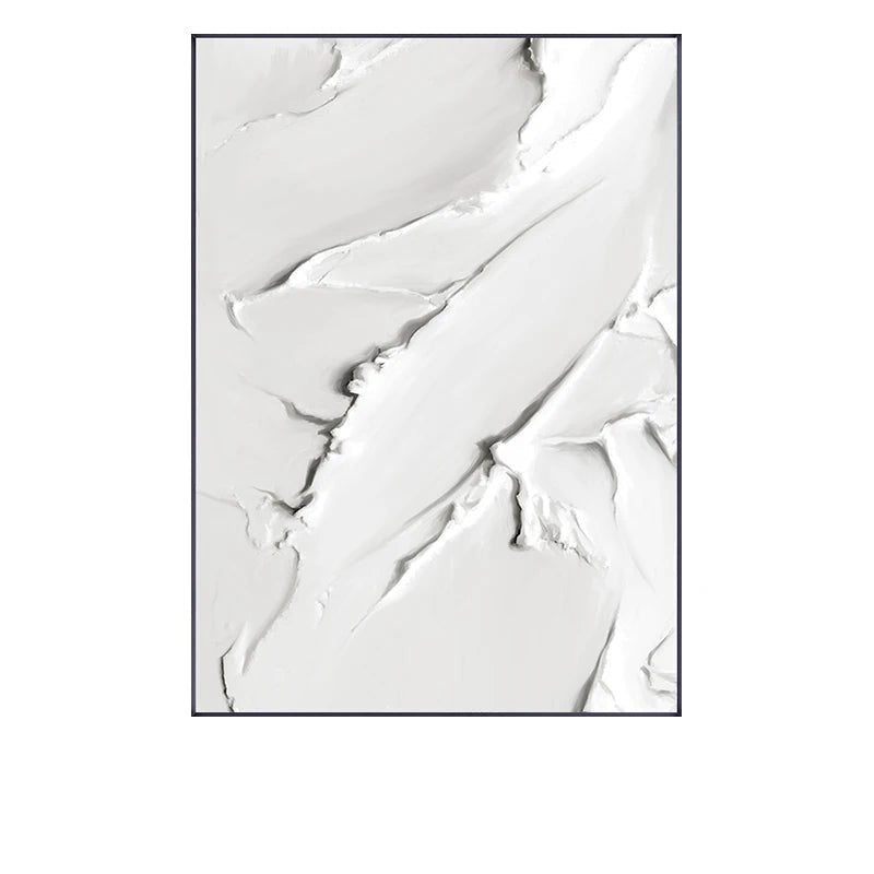 Minimalist Black White Abstract Thick Brush 2D Textural Design Wall Art Fine Art Canvas Prints - Art For Modern Apartment Living Room Home Office Decor