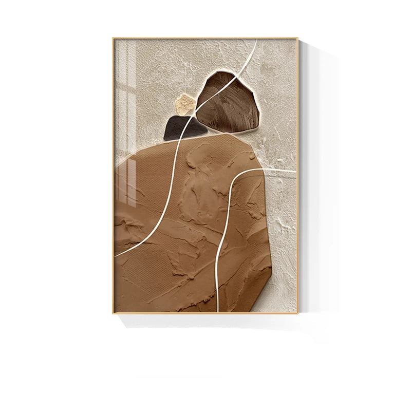 Modern Abstract Rustic Nordic Zen Stones Wall Art Fine Art Canvas Prints - Artworks For Contemporary Apartment Living Room Dining Room Bedroom Art Decor