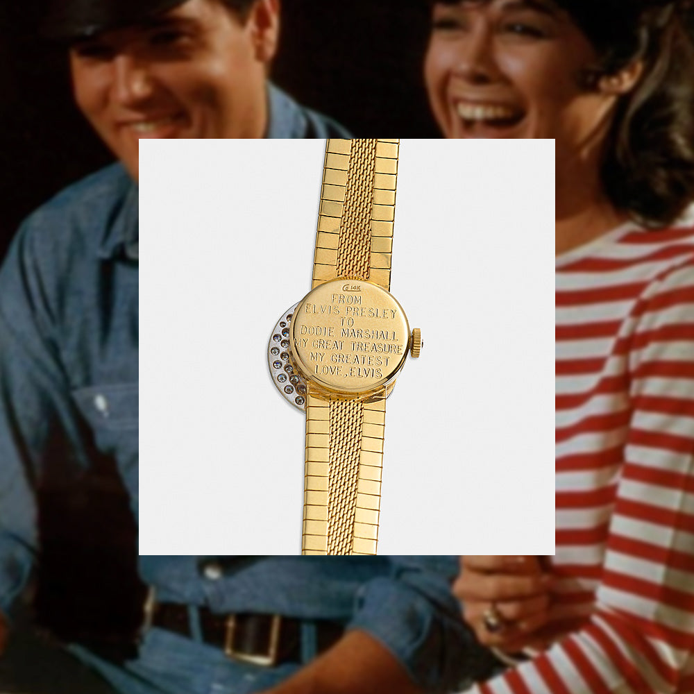 Baume and Mercier Watch Engraved and Gifted by Elvis Presley to Actress Dodie Marshall Auctioned at Bonhams