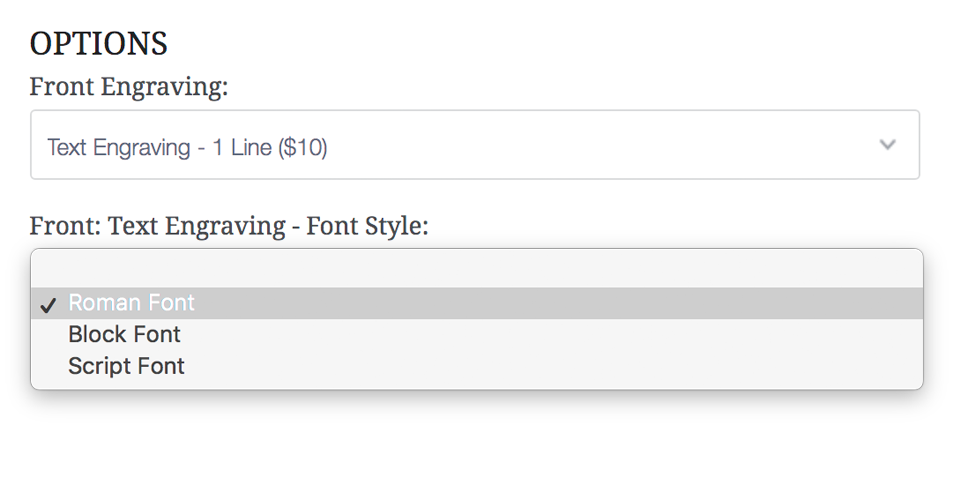 Select your engraving font style