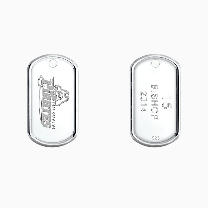 Men's Medium Sterling Silver Raised-Edge Slider Dog Tag Pendant - Front and Back Engraving