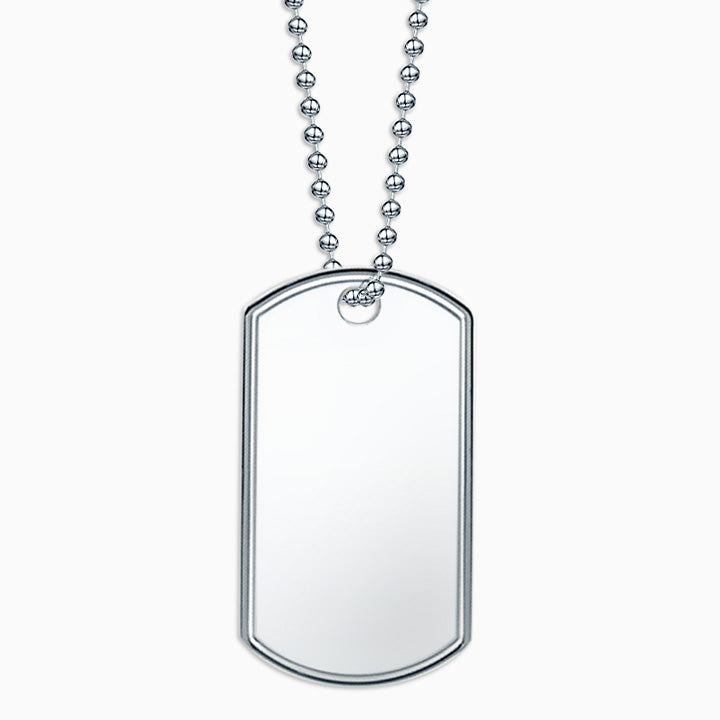 Men's Engravable Stainless Steel Dog Tag Necklace w/ Ball Chain Extension - Large