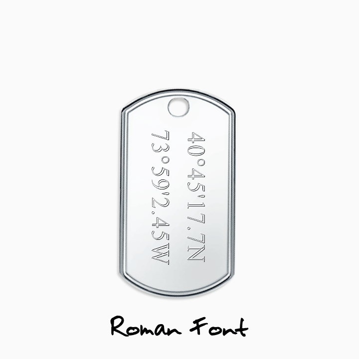 Dog tag slider text engraving in Roman, Block, and Script font