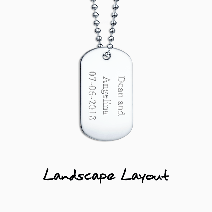 Dog tag pendant text engraving layout options