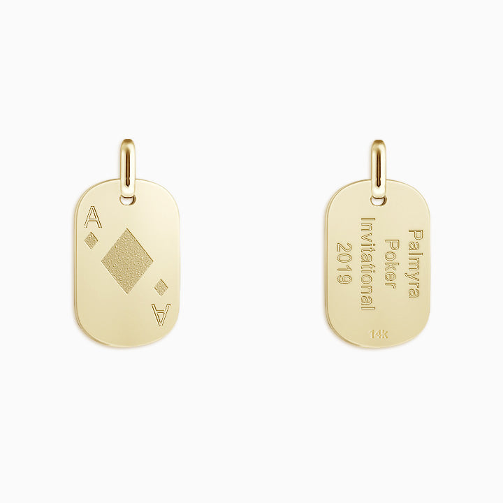 Men's Small 14k Yellow Gold Flat-Edge Double Dog Tag Necklace - Front and Back Engraving