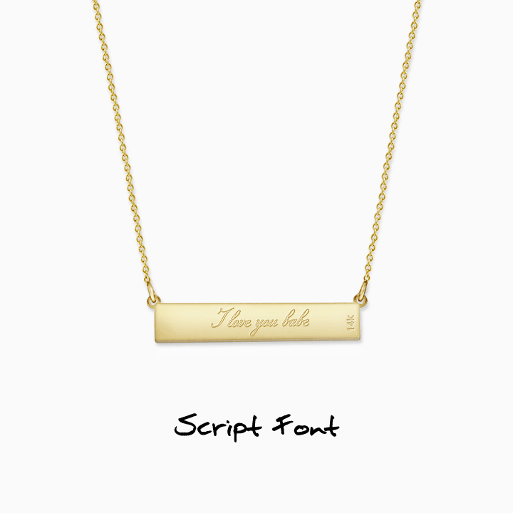 The back of this horizontal bar necklace can be engraved with up to 1 line of text