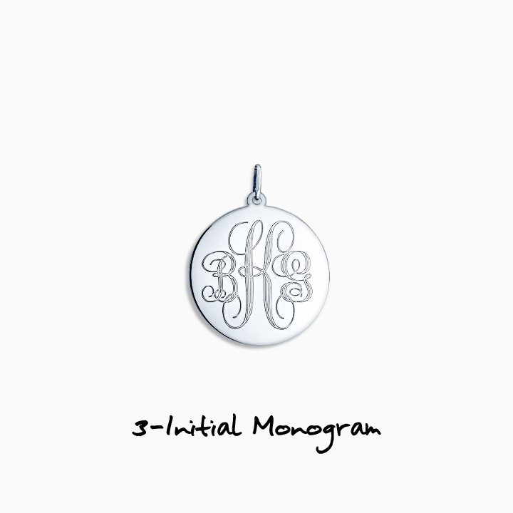 One initial, two initial and three initial monogram options
