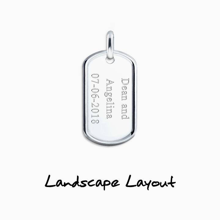 Dog tag pendant text engraving layout options