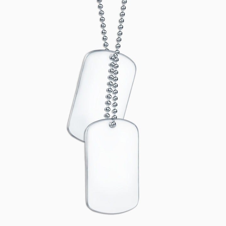 Engravable Men's Stainless Steel Dog Tag Slider Necklace