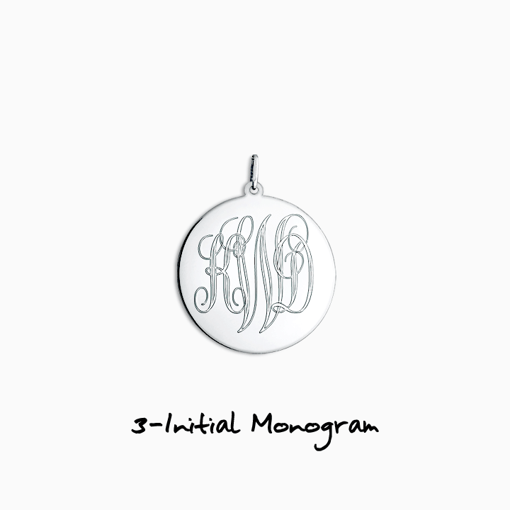 One initial, two initial and three initial monogram options
