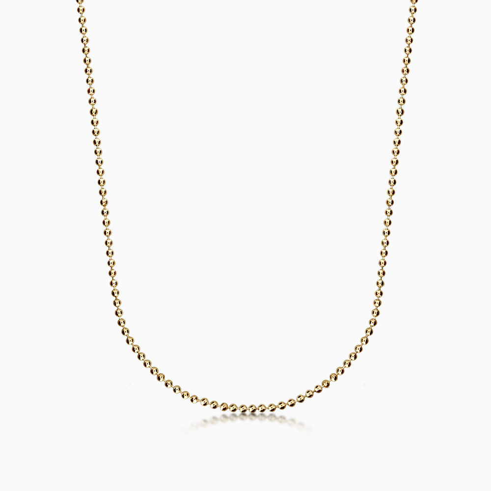 2mm Yellow Gold Brass Ball Chain Necklace