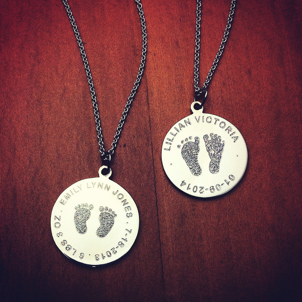 personalized baby footprint necklace