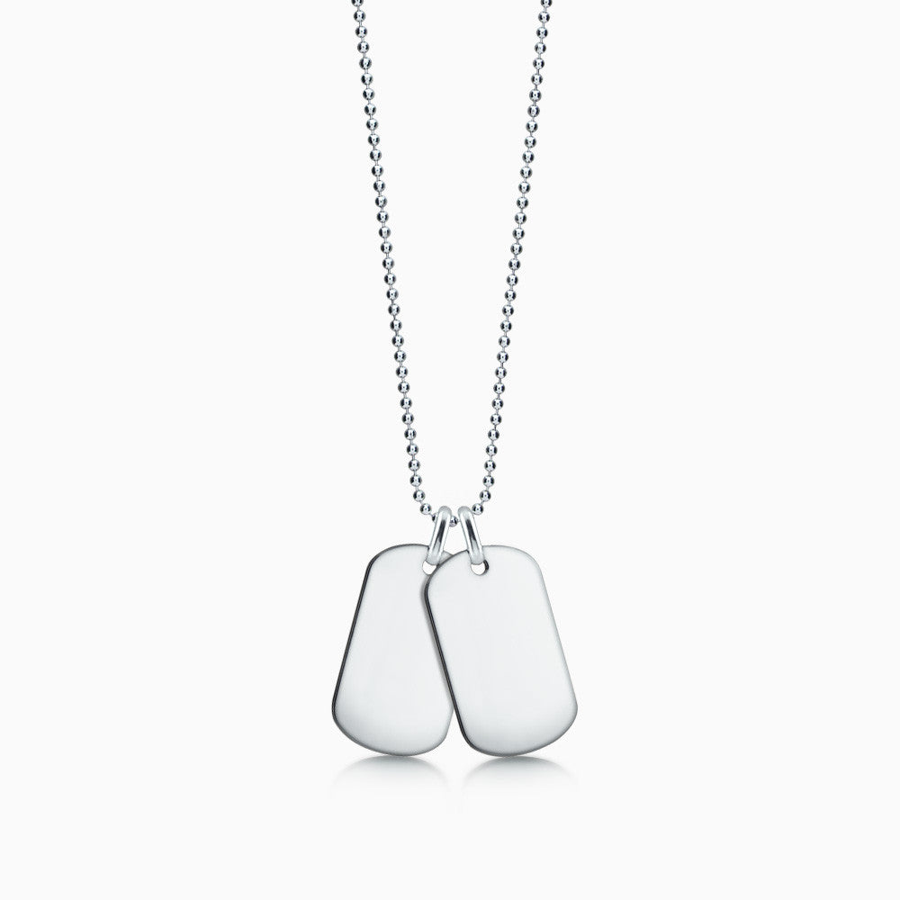 white gold dog tag necklace