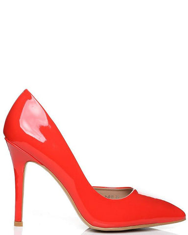 bright orange pumps