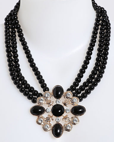 Black Pearls Pendant Necklace - Jezzelle