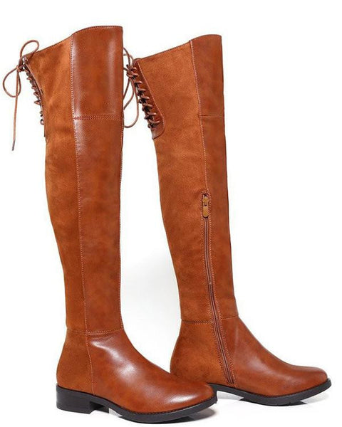 camel suede over the knee boots