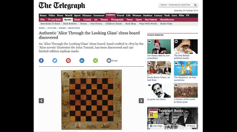 The Telegraph - Alice Through The Looking Glass Chessboard Discovered