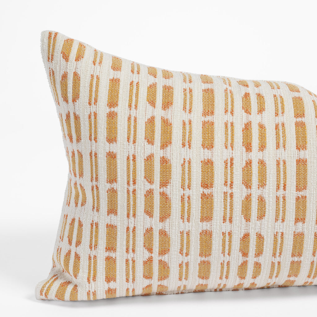 Calima Sunglow yellow, tangerine and white ikat patterned lumbar pillow : view 2