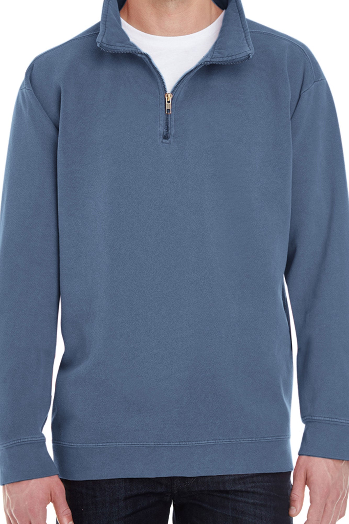 navy blue quarter zip sweatshirt