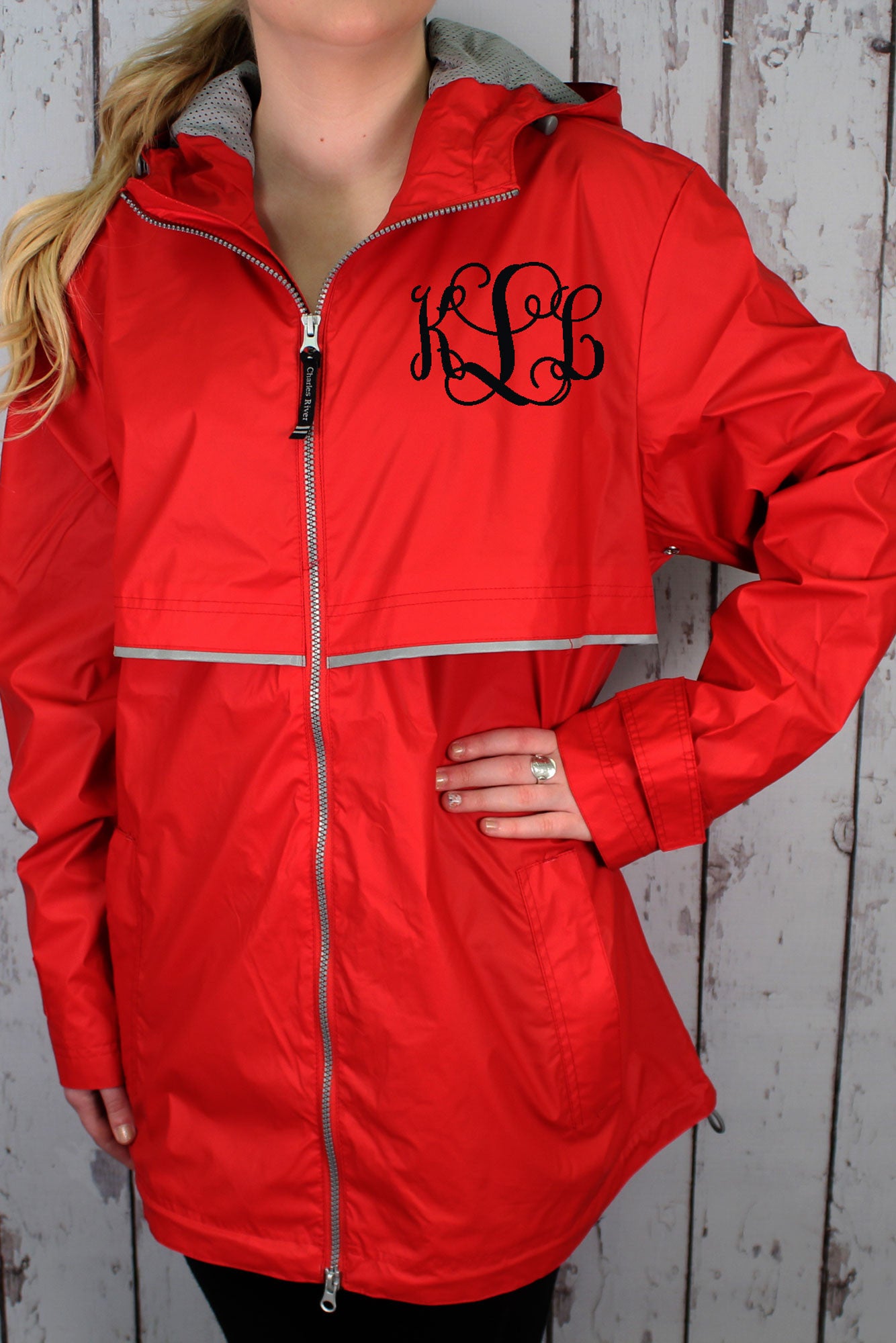 womens red rain jacket with hood