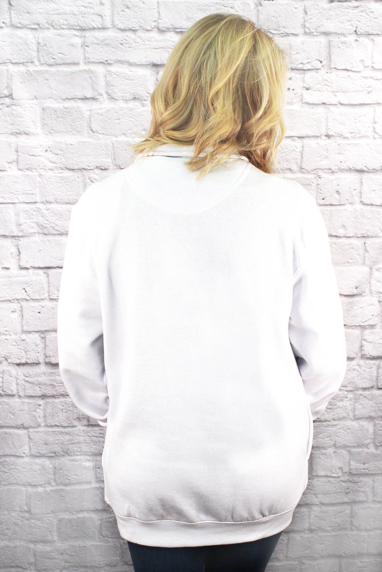 white quarter zip sweatshirt