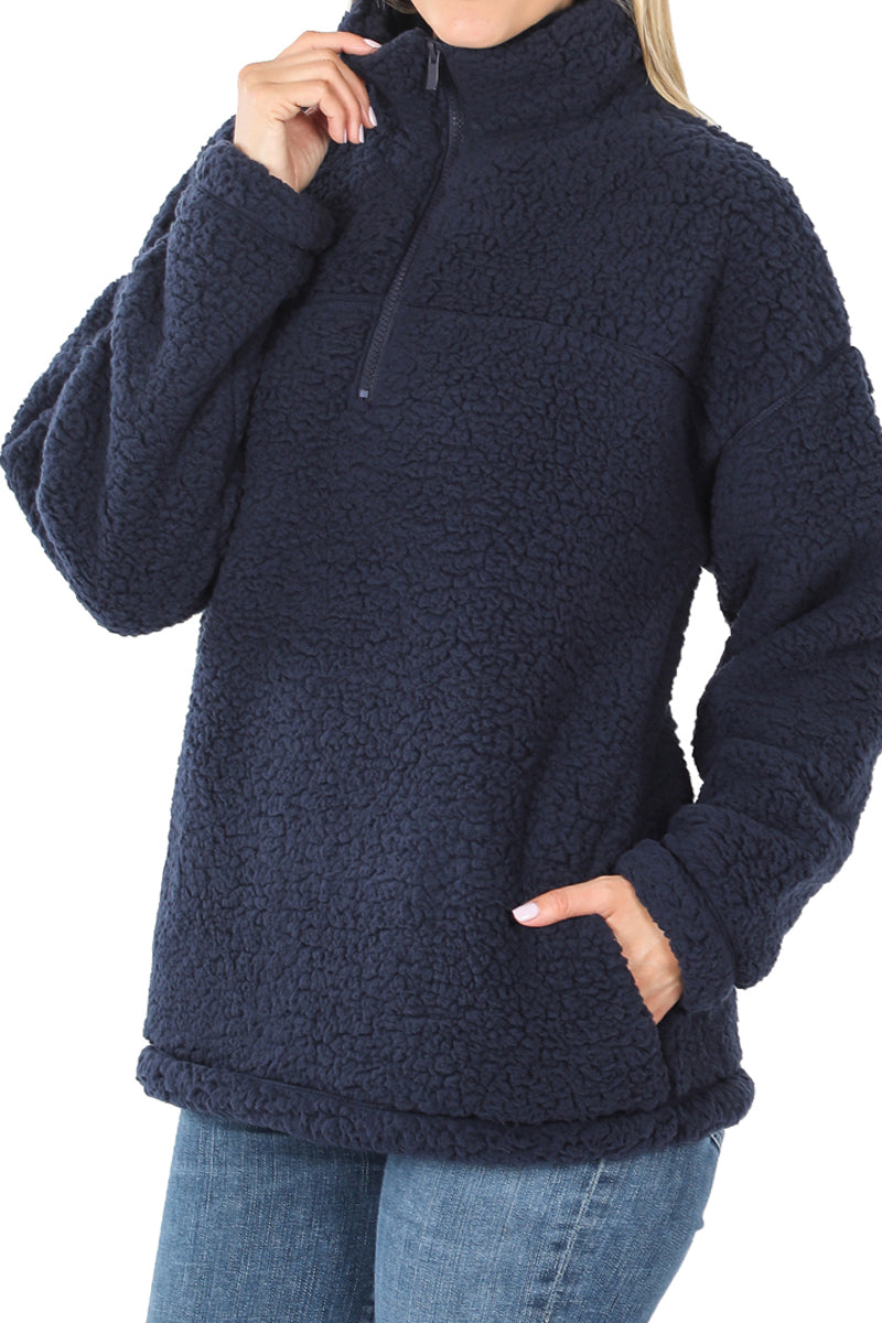 Buy > sherpa pullover with pockets > in stock